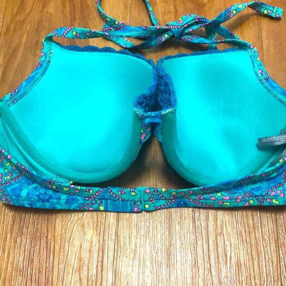 Aerie Nina Blue Floral Push Up Bikini Swim Top Size 34D - Picture 7 of 12